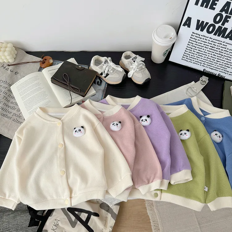 A类熊猫外套儿童针织衫秋季开衫女童外套男童洋气上衣807