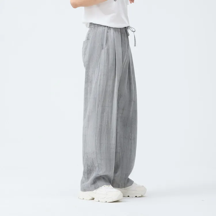 HERBEL/黑白夏季休闲裤夏季美式休闲卫裤薄款顺滑宽松透气莱赛尔