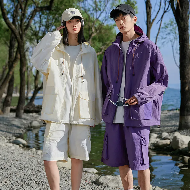尊圻情侣款原纱冰丝防晒衣防紫外线UPF50+户外防泼水轻薄连帽2350