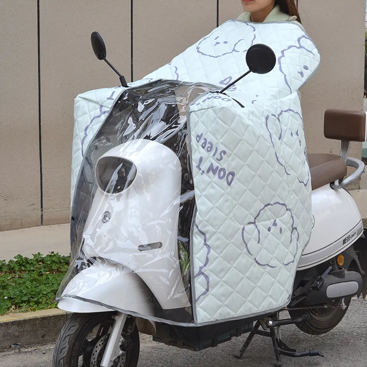 电动车挡风被夏季防晒春秋夏隔热防水摩托车（斗篷式）挡风被罩通用