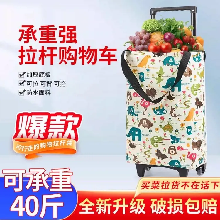 拉杆购物车超市买菜小拉车便携式可折叠拖车家用神器手取快递拉车