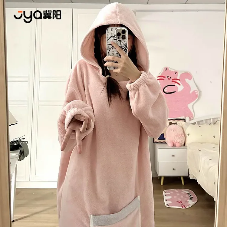 冀阳可穿浴袍家用带帽连帽浴袍女大人可穿可裹戴式浴裙可穿睡衣