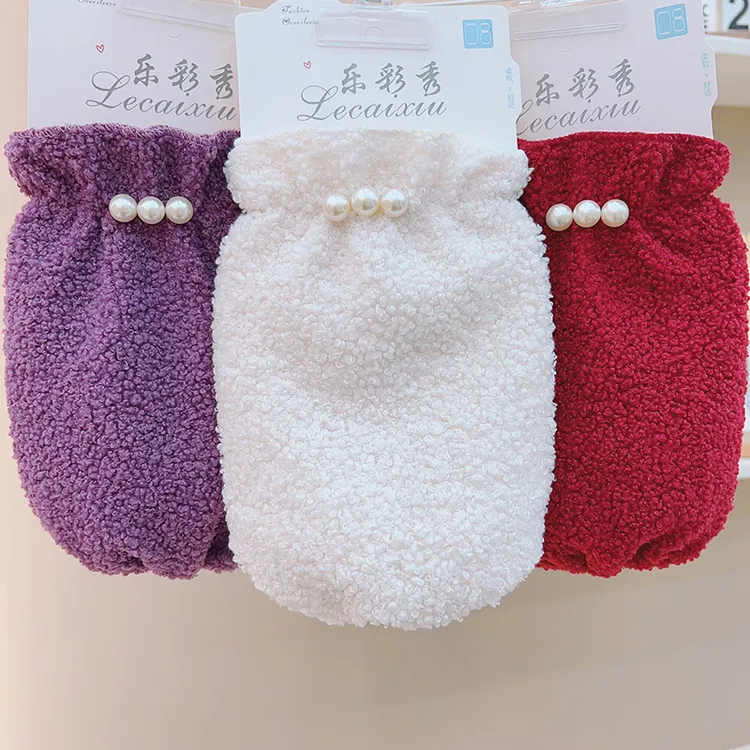 新款珍珠毛绒袖套女款韩版加厚保暖短款防污套袖防脏学生成人护袖