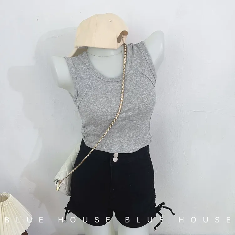 2024款女士纯棉背心性感百搭显瘦内搭外穿宽肩背心胸罩一体设计感