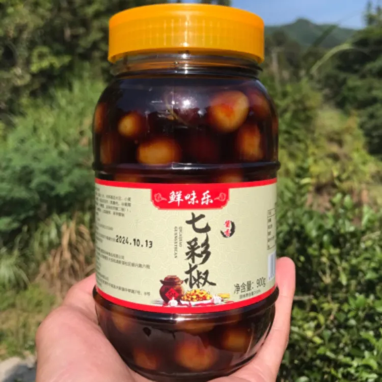酱泡七彩泡椒/酸辣蒜香七彩泡椒、腌制小灯笼辣椒、广西农家特产