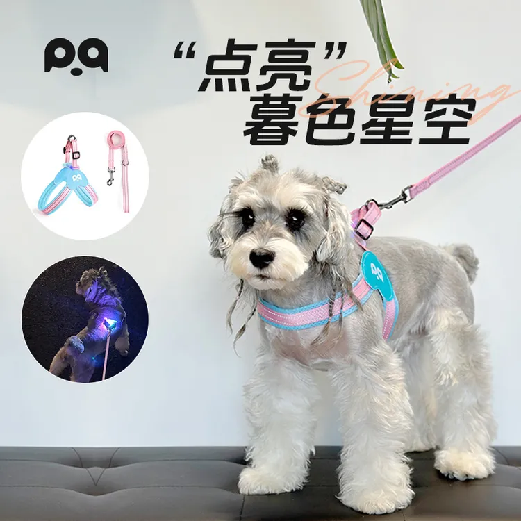 纤宠ED发光宠物胸背带中小型犬适用充电时尚Y型设计