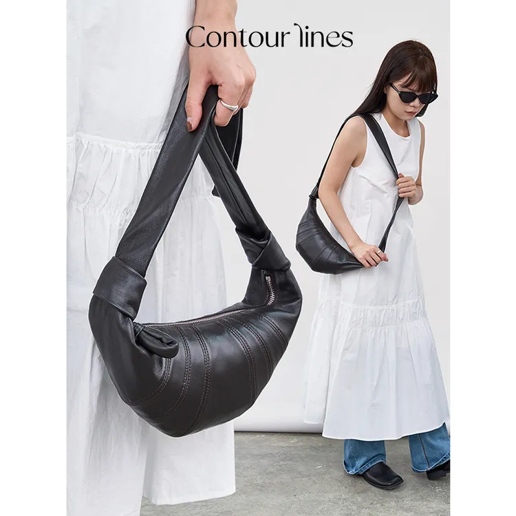 CONTOUR LINES【斜挎牛角包】羊皮高级简约通勤斜跨包