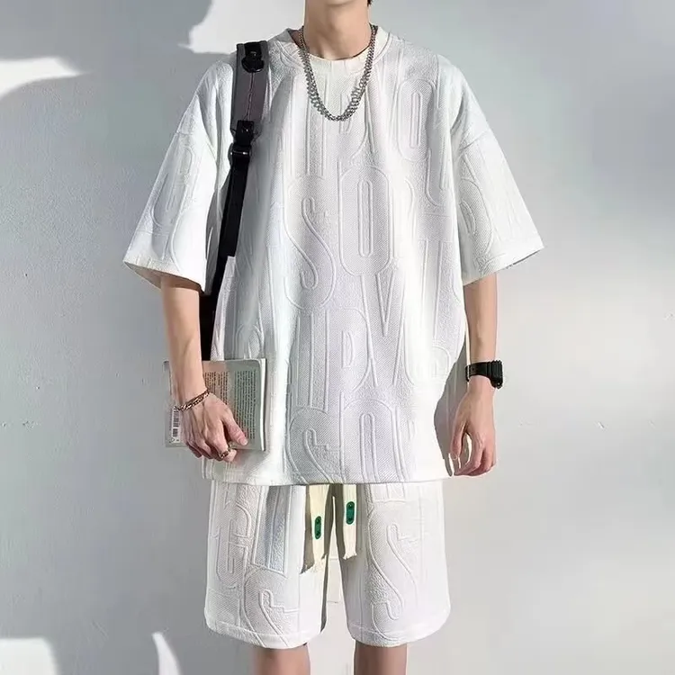 夏季男士休闲套装运动五分裤两件套