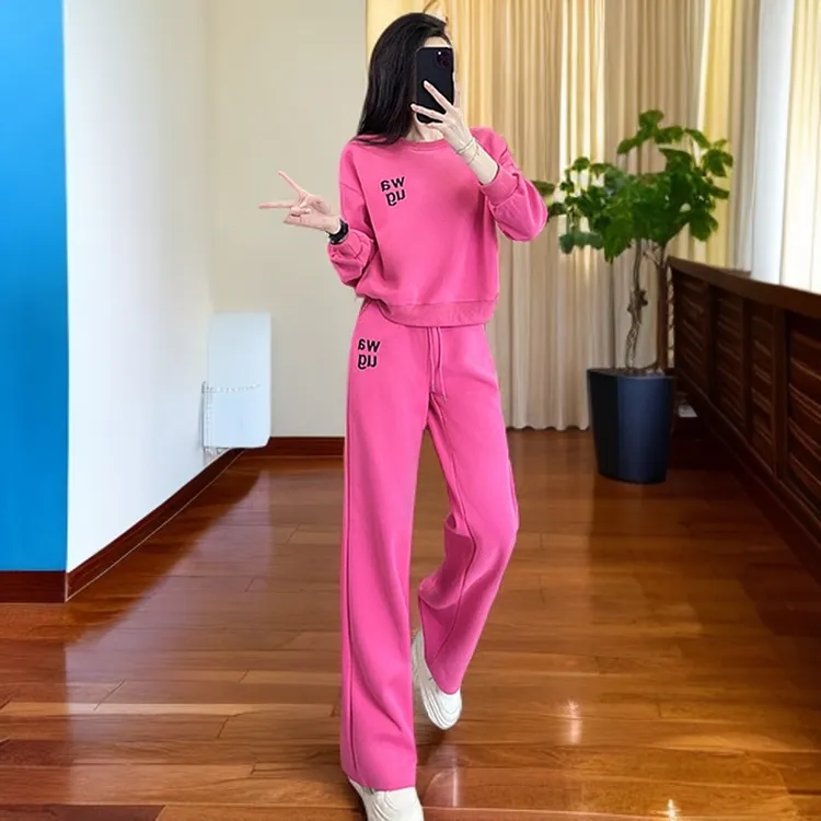 YZ12025春款小个子女士休闲时尚卫衣女洋气网红款运动服套装