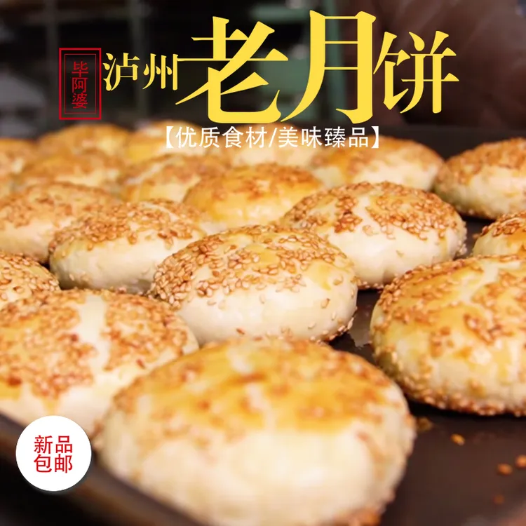 毕阿婆泸州月饼传统工艺老式手工中秋月饼桂圆牛肉火腿酥饼
