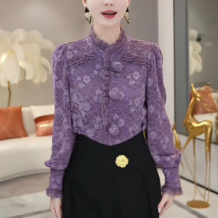 法式紫色衬衫女士2025早秋季新款高级感洋气减龄休闲显瘦长袖上衣