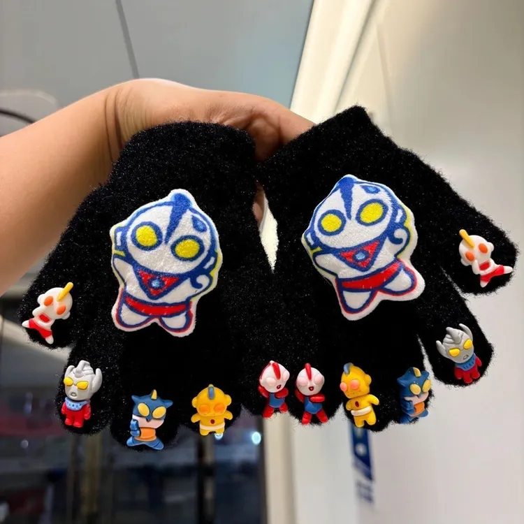 儿童奥特曼手套冬季男童保暖分指卡通新款可爱宝宝写字女童五指