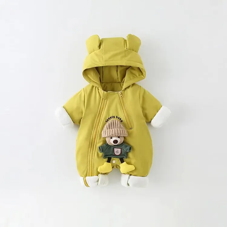 婴儿衣服冬装宝宝连体衣加绒夹棉外出服新生儿棉服超洋气哈衣爬服