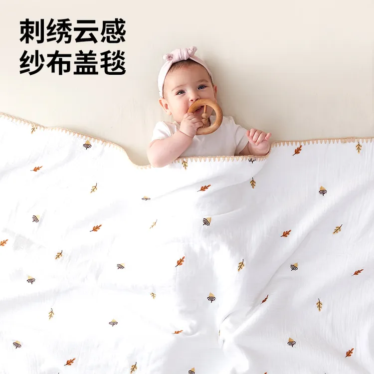 宝宝盖毯新生儿包被婴儿纱布浴巾薄亲肤透气纯棉纱布四层六层