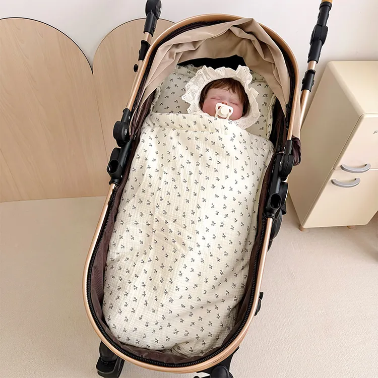 婴儿车棉垫秋冬纯棉纱布豆豆绒推车盖被坐垫靠垫外出摇篮小褥子厚
