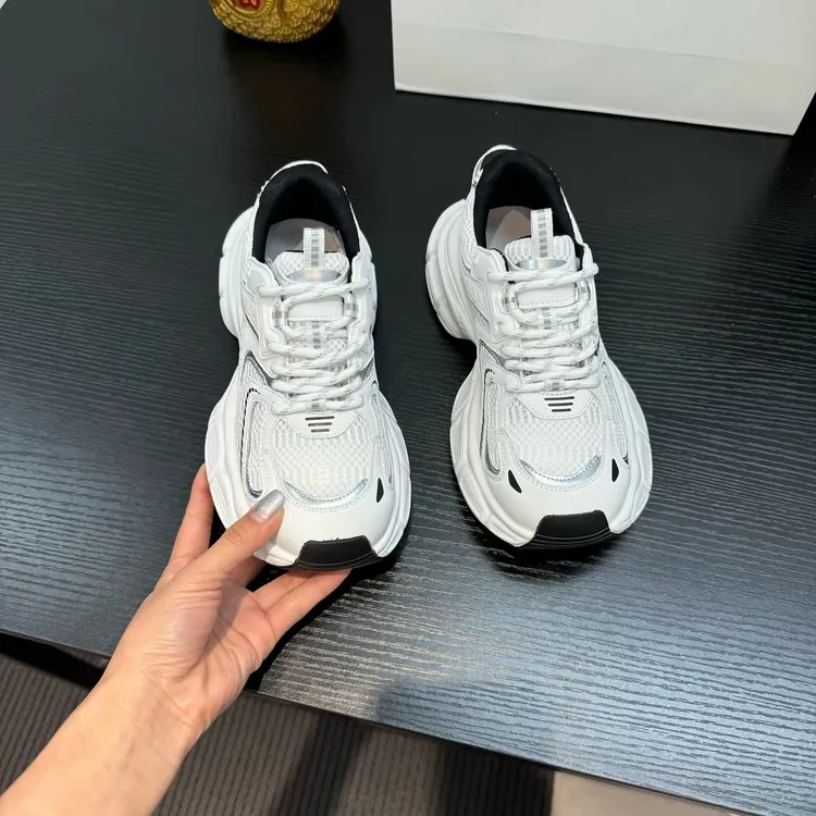 白色老爹鞋女网鞋2025新款春秋爆款厚底休闲百搭增轻便高运动鞋子