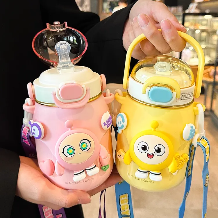 蛋仔派对儿童保温杯上学专用食品级316吸管杯子可爱学生大肚水杯
