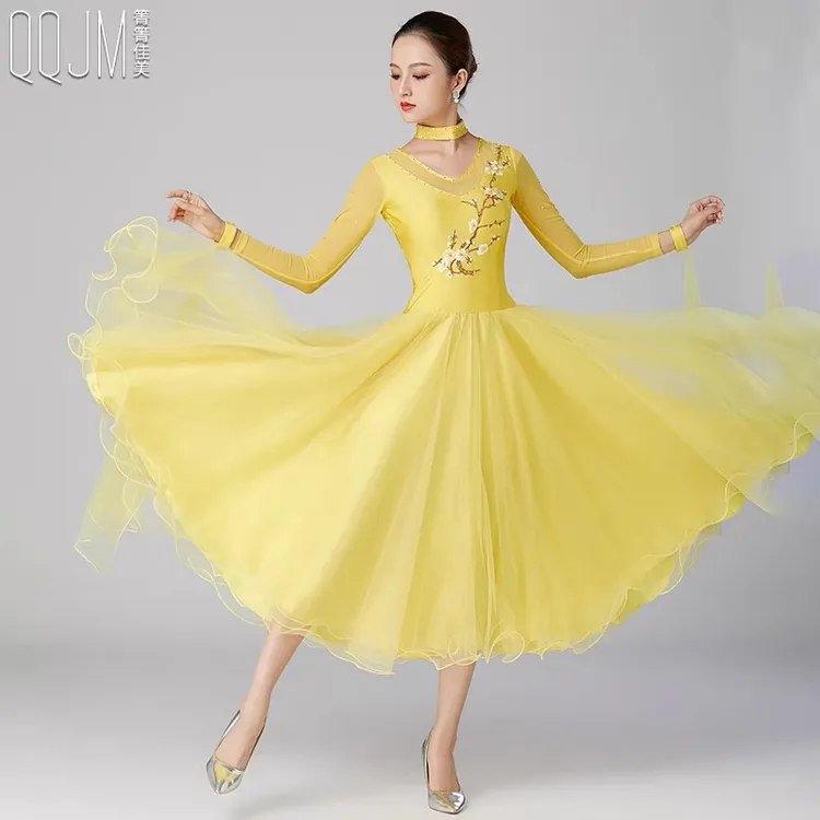 箐箐佳美摩登舞裙新款连衣裙大摆镶钻时尚表演比赛服装练习裙子