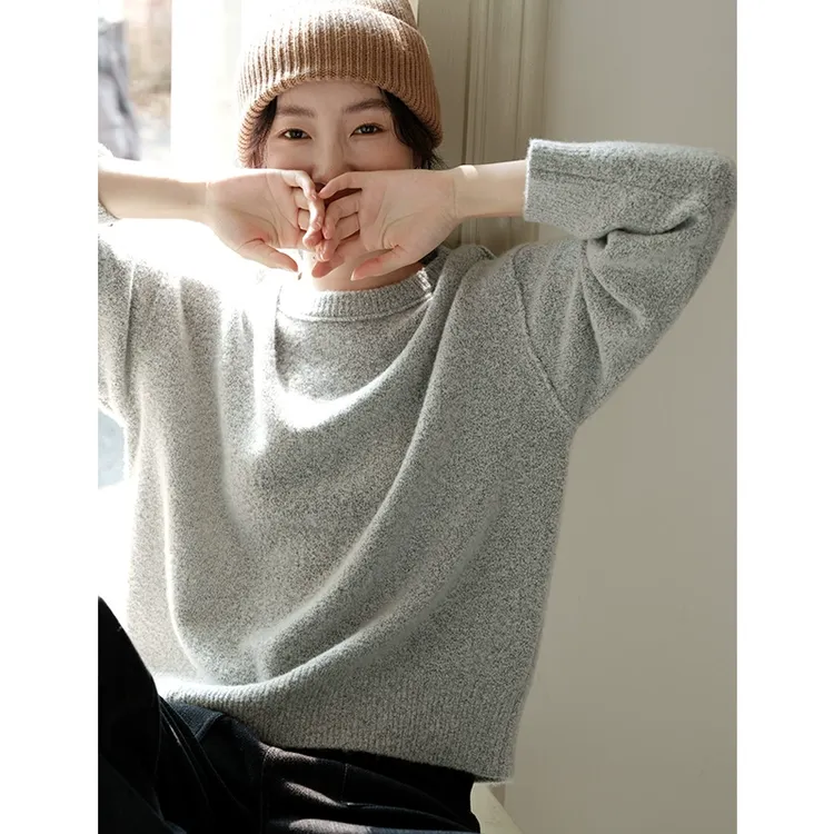 定织加厚大肚纱澳毛 高克重毛衣女保暖上衣2024秋冬新款可然扬皙