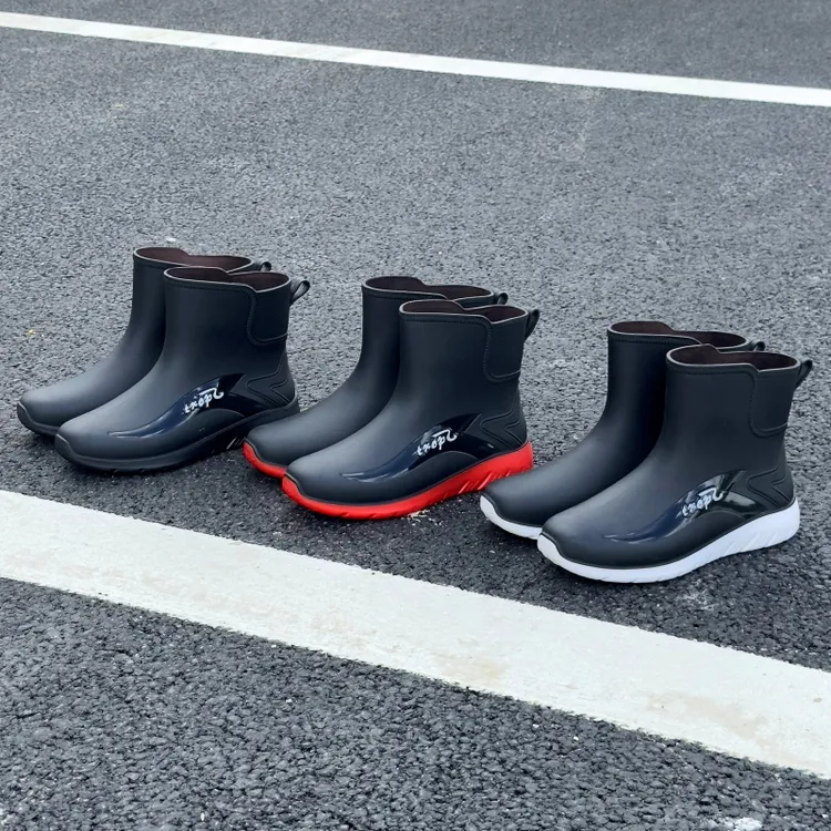 时尚新款雨鞋男款短筒防水鞋胶鞋休闲钓鱼洗车加厚工作鞋防滑雨靴