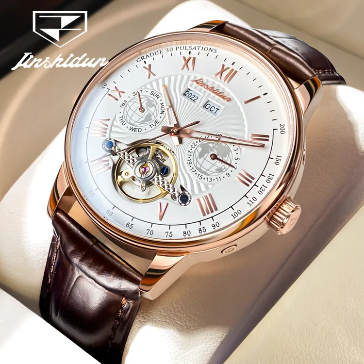 金仕盾高档气质镶钻百搭镂空时尚潮流男士机械全自动手表礼物8919