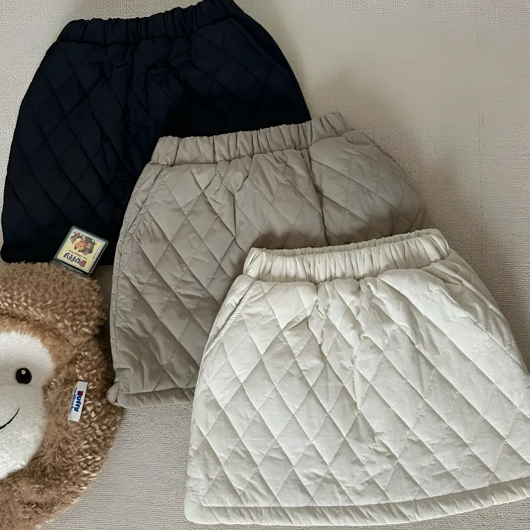 韩国童装女童半身裙秋冬2025新款小女孩时尚菱格夹棉半裙宝宝短裙