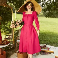 法式轻奢玫红色连衣裙女轻晚礼服高级感正式场合气质女裙子70803