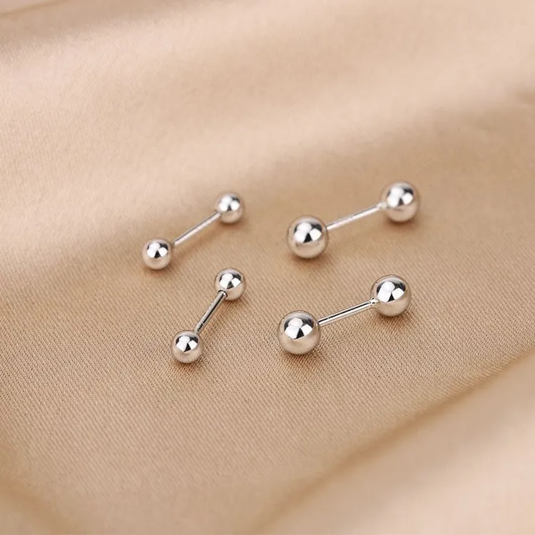 合金耳饰 双头豆豆螺丝拧耳钉女养耳洞ins小众百搭时尚耳棒耳饰