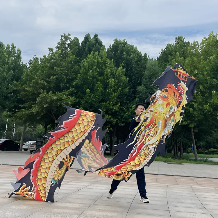 新款舞龙御灵龙纯手工不锈钢镂空龙头精美彩带彩绸健身龙全套