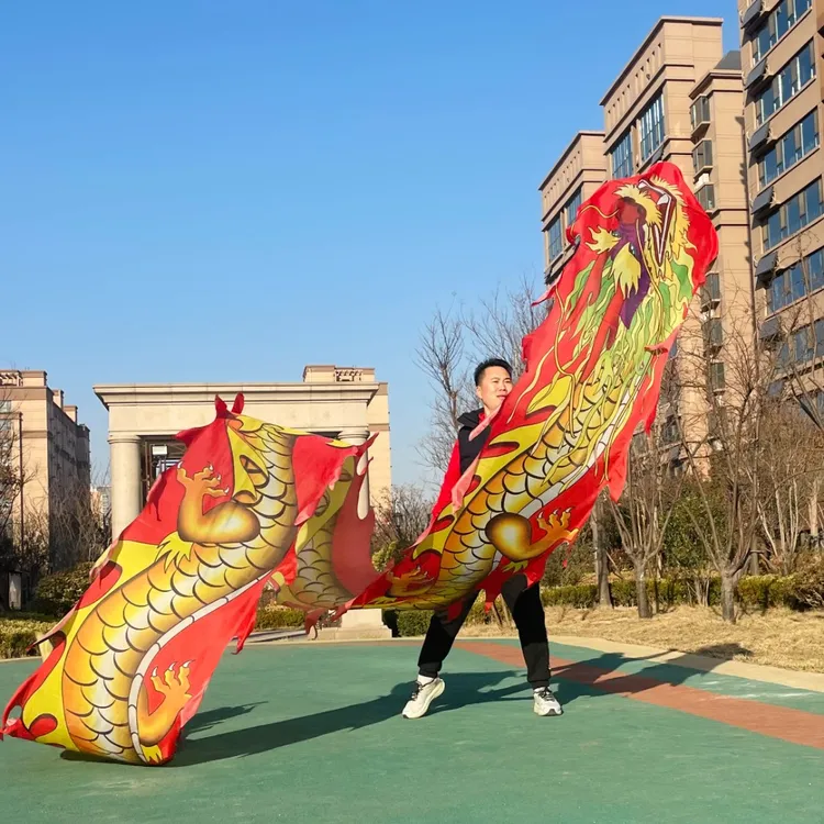 舞龙祥龙不锈钢镂空视频龙头精美彩带彩绸国腾健身龙销售8米中心