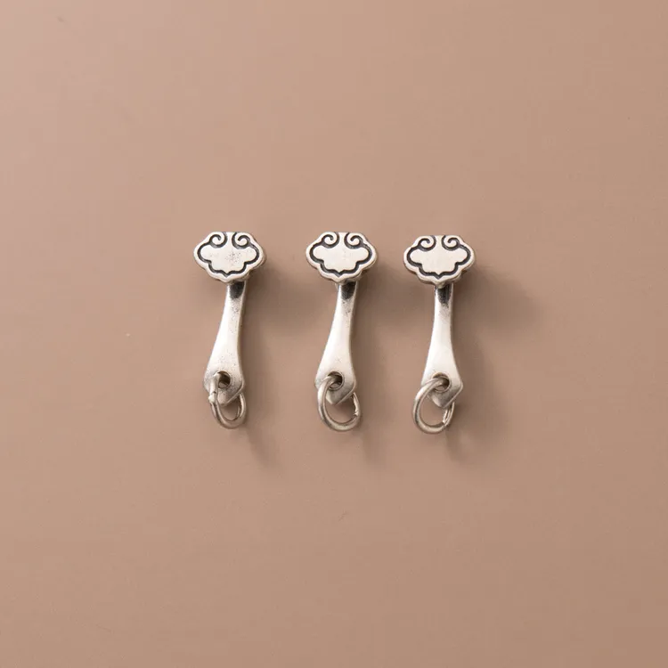 大吉S925素复古做旧如意吊坠diy手串材料挂件饰品配件招偏財S1010