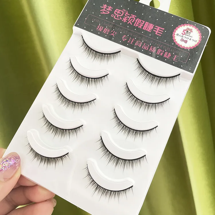 梦思颖新手假睫毛A-5自然纤长仿真日常裸妆硬梗一片式睫毛初学者