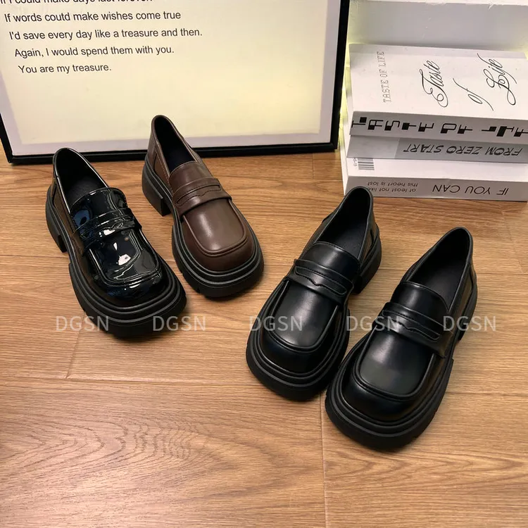 【德歌诗妮】厚底乐福鞋女2025早春新款英伦风百搭女款小皮鞋jk单鞋