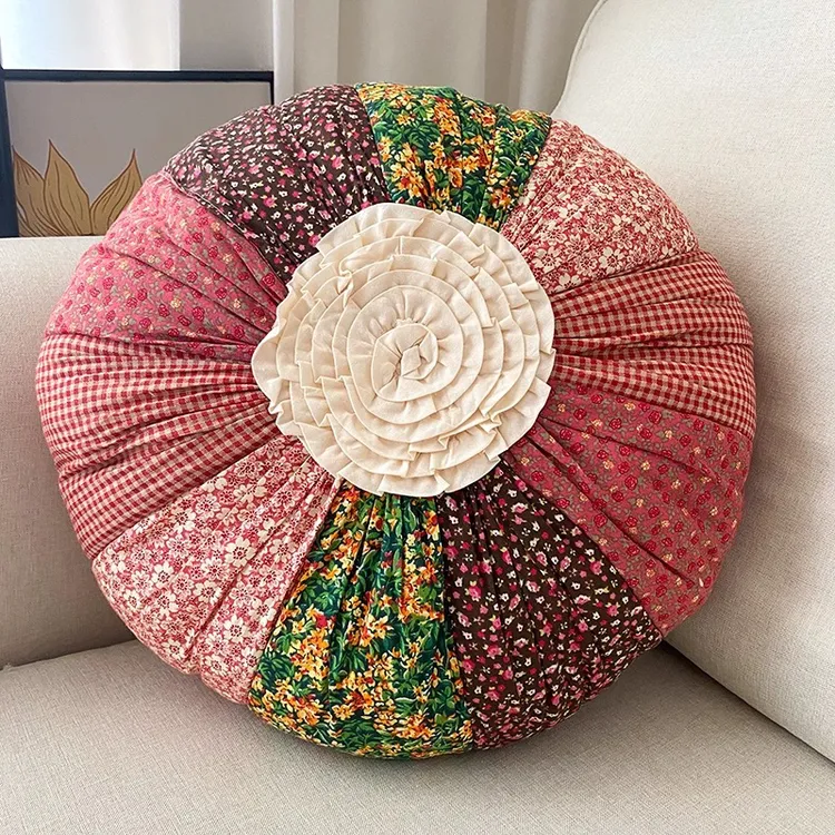 外贸韩式田园碎花手工抱枕绣花靠垫沙发抱枕护腰靠垫汽车靠枕含芯