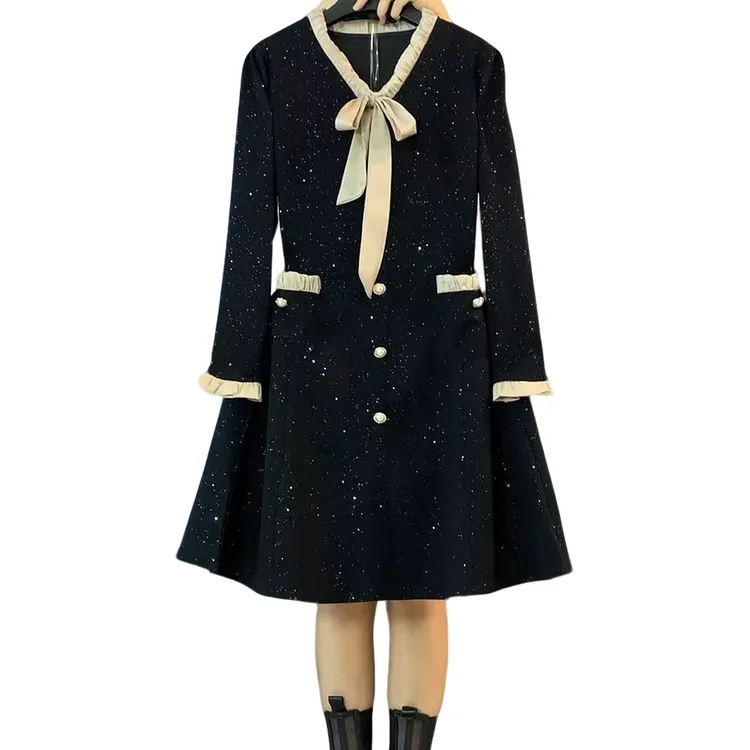 大维罗依DGM欧货星空领结小黑裙