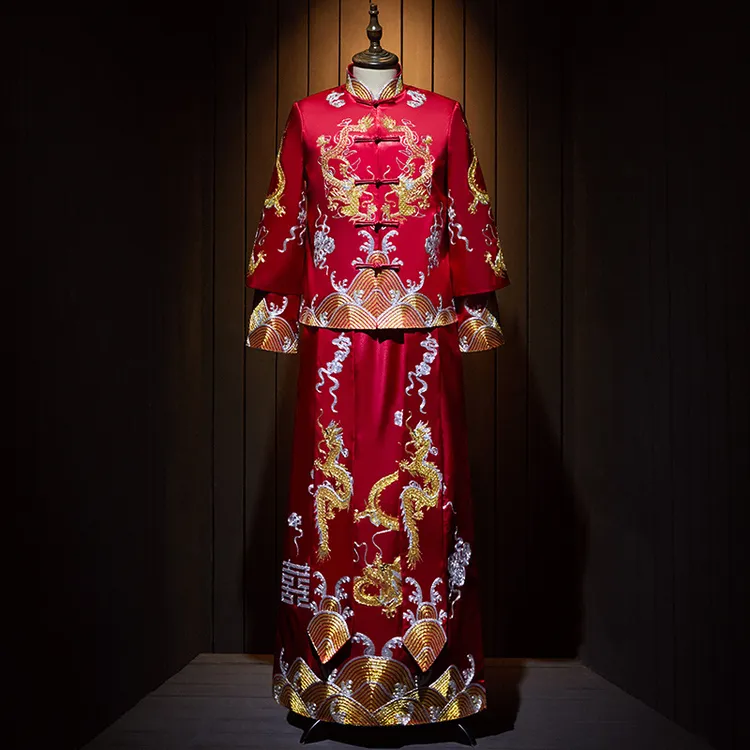 男士秀禾服2025新款中式复古新郎服结婚敬酒服秀禾龙凤褂男秀和服