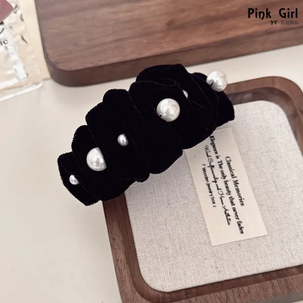 Pink Girl  T920气质时尚小香风百搭丝绒褶皱8cm弹簧夹发夹发饰