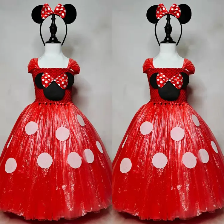 儿童成人环保服装女孩米老鼠演出服亲子环保时装走秀演出服