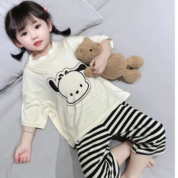 儿童节睡衣2025莫代尔女童韩版薄款空调服男童套装家居服宝宝短袖