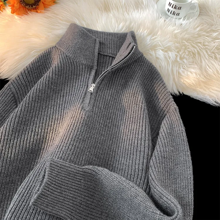 半高领毛衣男秋冬潮牌慵懒风内搭针织衫大码宽松立领百搭休闲上衣