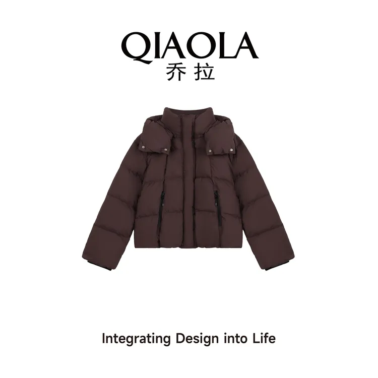QIAOLA/乔拉【冰点冷萃】秋冬季90鸭绒立领连帽百搭羽绒外套预售