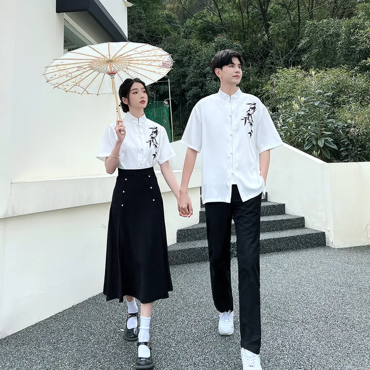 夏季情侣装班服古风汉服成人礼五四红歌比赛朗诵合唱舞台服演出