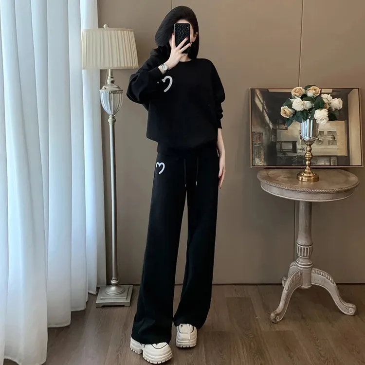 加绒加厚休闲运动套装女2025秋冬季纯棉时尚洋气显瘦宽松两件套潮