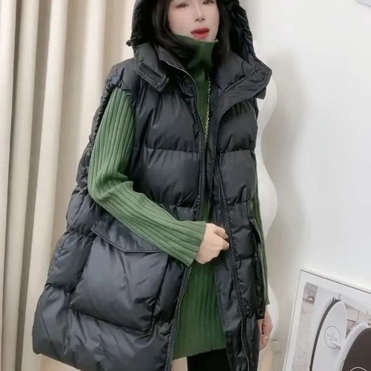 欧货2024年新款秋冬季连帽马甲女韩版外穿背心时尚坎肩马夹外套