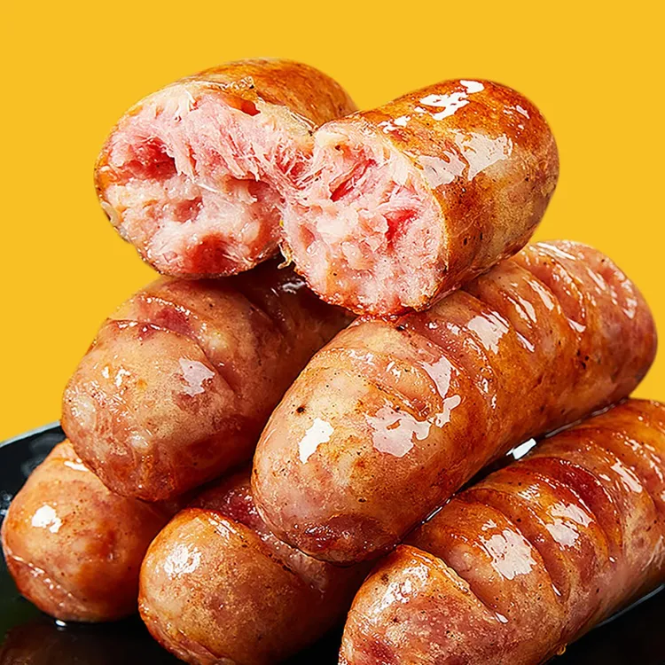 【京东冷链发货】纯猪肉烤肠原味烤肠地道脆皮膳食香肠500克/袋