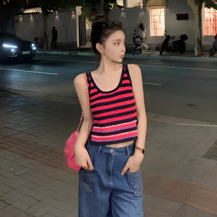 【LILYLIKES】"多巴胺"德国进口斯托尔机编织度假撞色遮副乳背心