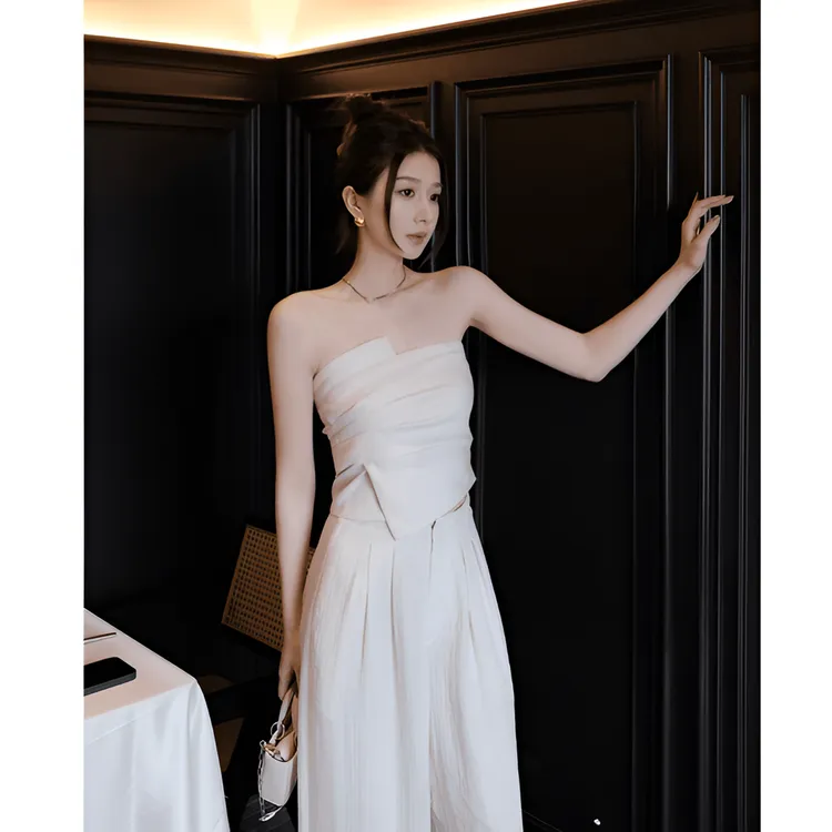【Lilylikes】亞麻天丝人棉肌理感气质高阶大女主抹胸+长裤