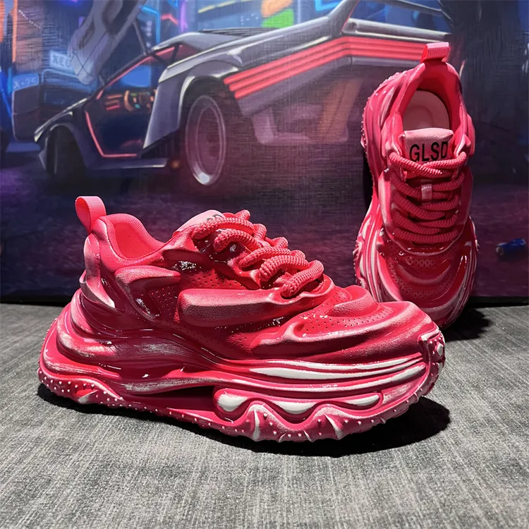 时尚百搭系带复古增高运动休闲鞋2024秋季新款轻质个性潮流老爹鞋