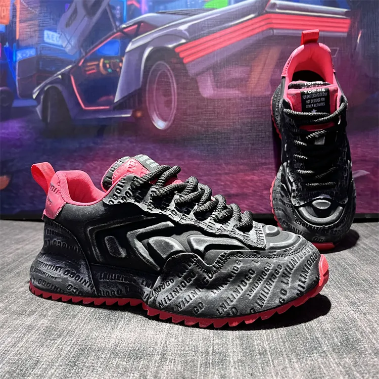 韩版2024秋季新款做旧擦色皮面老爹鞋厚底增高休闲潮流百搭运动鞋