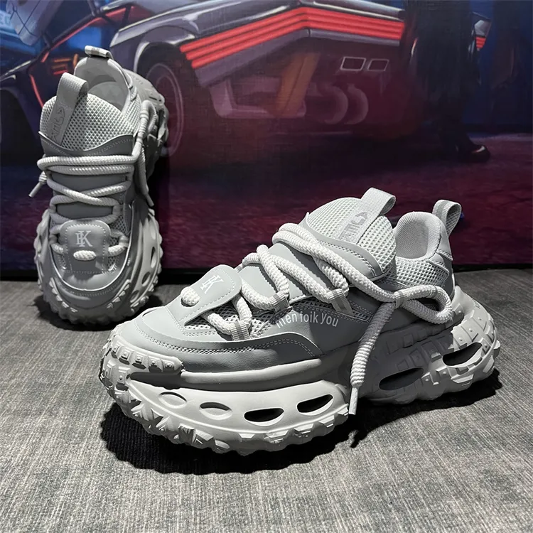 2024夏季新款增高老爹鞋轮胎底透气百搭运动鞋男士厚底潮流休闲鞋